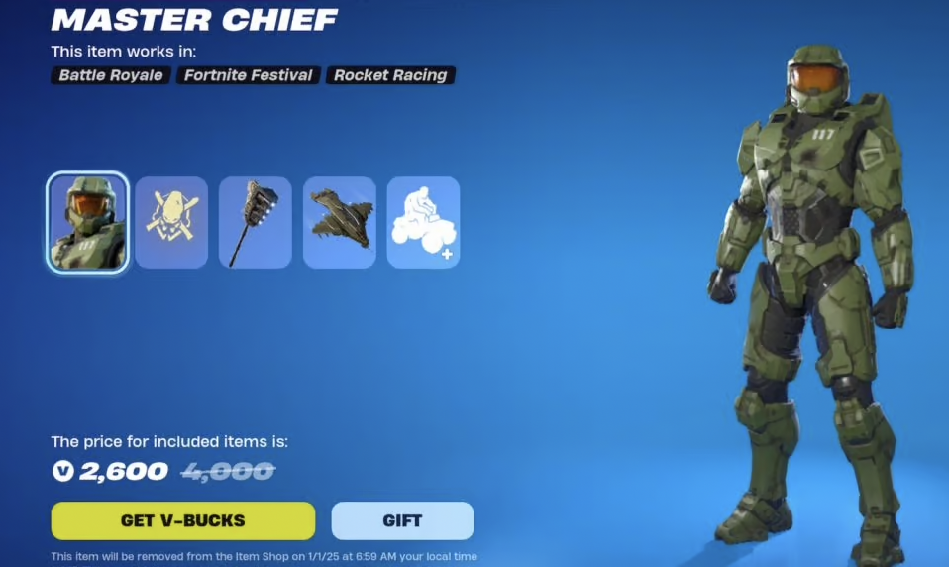 Master Chief Fortnite Black Bundle with Matte Black Style and included items
